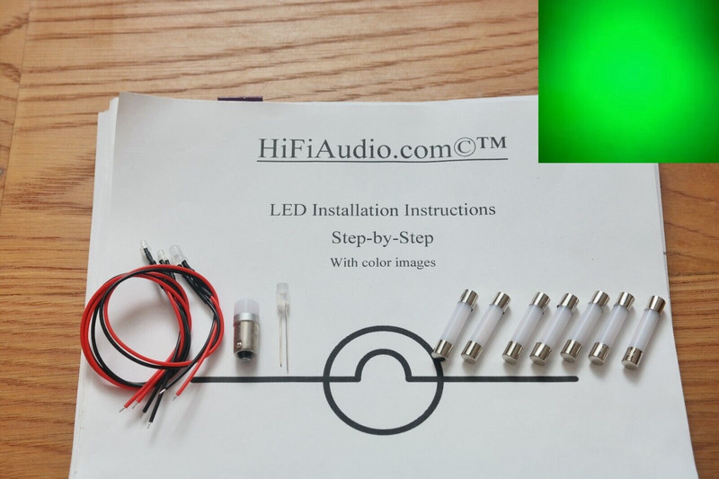 Harman Kardon 330B replacement LED lamps lights bulbs kit set GREEN INSTRUCTIONS